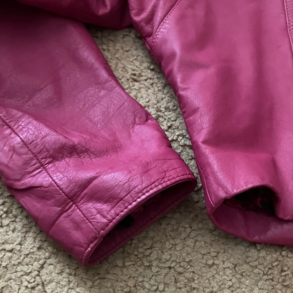 Vintage Red Leather Blazer Cropped - Picture 7 of 7